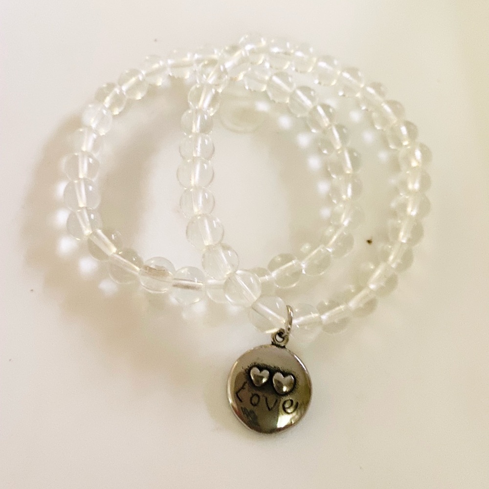Silver Charm Beaded Bracelet and Earring Set